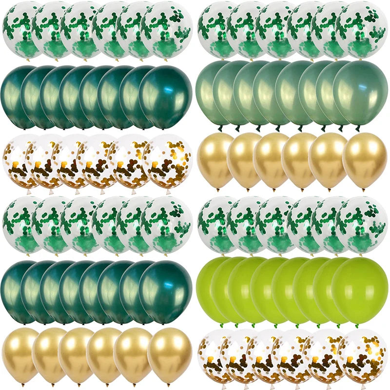 20pcs Green Chrome Metallic Confetti Balloons Jungle Safari Animal Party Decorations