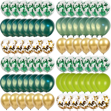 20pcs Green Chrome Metallic Confetti Balloons Jungle Safari Animal Party Decorations