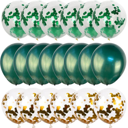 20pcs Green Chrome Metallic Confetti Balloons Jungle Safari Animal Party Decorations