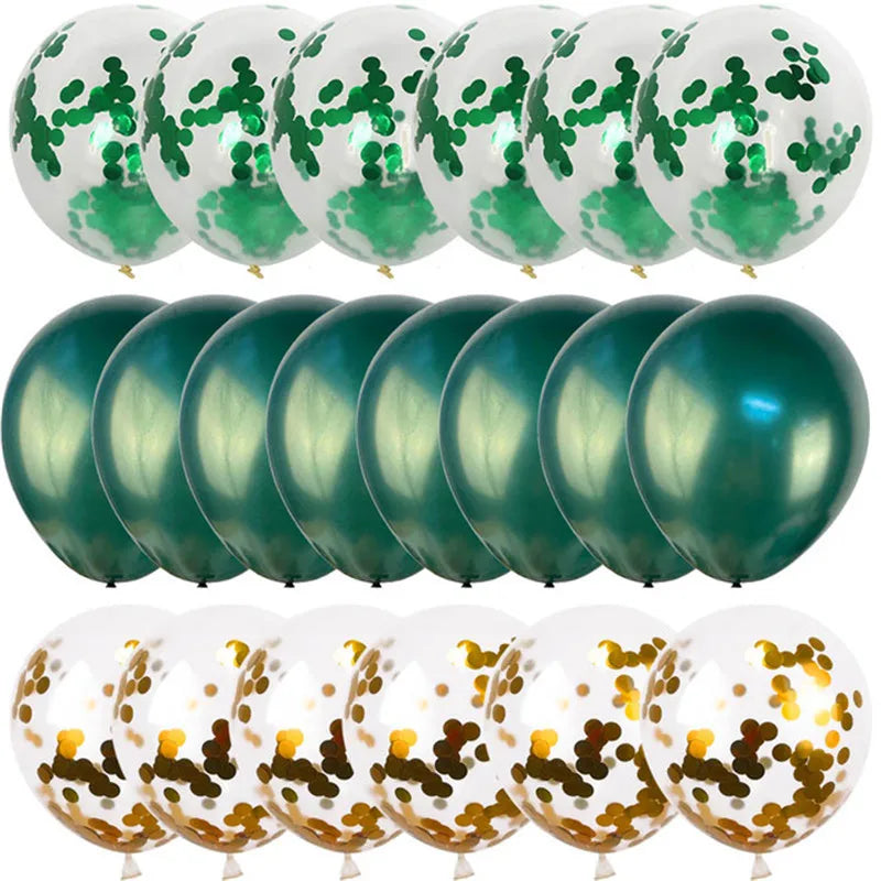 20pcs Green Chrome Metallic Confetti Balloons Jungle Safari Animal Party Decorations