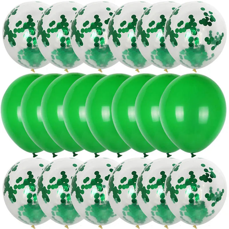 20pcs Green Chrome Metallic Confetti Balloons Jungle Safari Animal Party Decorations style K