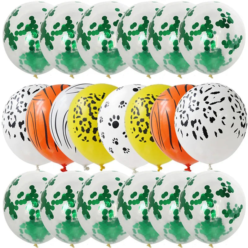 20pcs Green Chrome Metallic Confetti Balloons Jungle Safari Animal Party Decorations style L