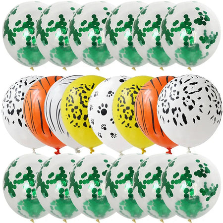 20pcs Green Chrome Metallic Confetti Balloons Jungle Safari Animal Party Decorations style L