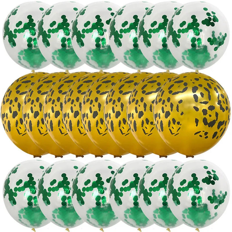 20pcs Green Chrome Metallic Confetti Balloons Jungle Safari Animal Party Decorations style M