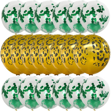 20pcs Green Chrome Metallic Confetti Balloons Jungle Safari Animal Party Decorations style M
