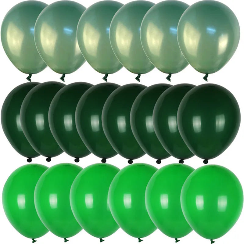 20pcs Green Chrome Metallic Confetti Balloons Jungle Safari Animal Party Decorations style N