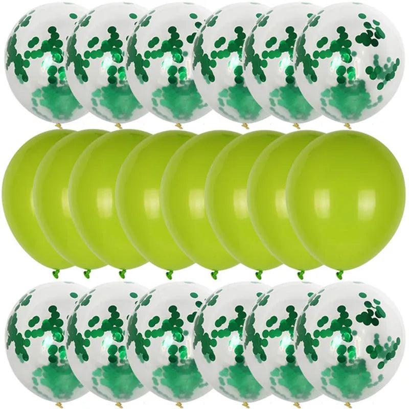 20pcs Green Chrome Metallic Confetti Balloons Jungle Safari Animal Party Decorations style O