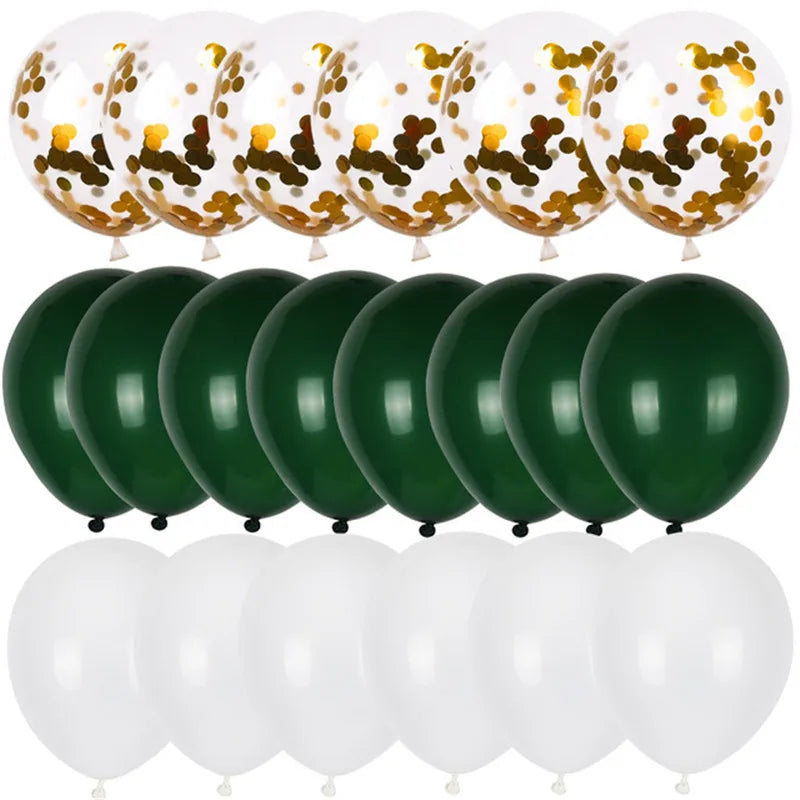 20pcs Green Chrome Metallic Confetti Balloons Jungle Safari Animal Party Decorations style S