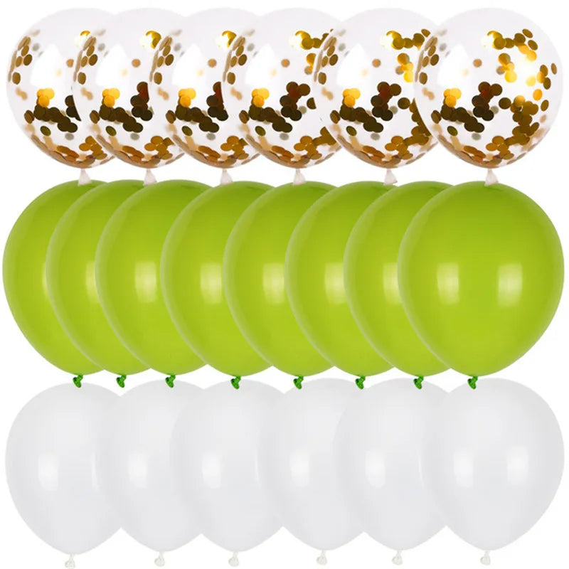 20pcs Green Chrome Metallic Confetti Balloons Jungle Safari Animal Party Decorations style T