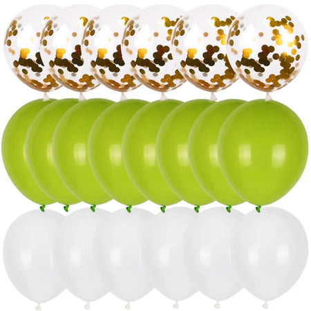 20pcs Green Chrome Metallic Confetti Balloons Jungle Safari Animal Party Decorations style T