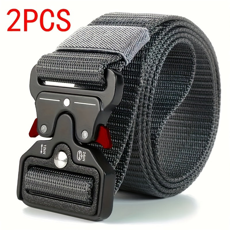 Tactical Multi-Function Men's Belt - Durable, Versatile, Perfect for Outdoor Adventures 2PCS Red Gray / 124.99cm