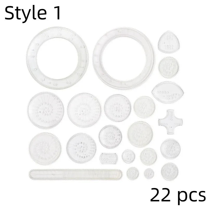 22/4/1PC Spirograph Ruler Drawing Scratch Painting Toys Interlocking Gears Wheels Painting Drawing Accessories Educational Toy Style1 22PCS