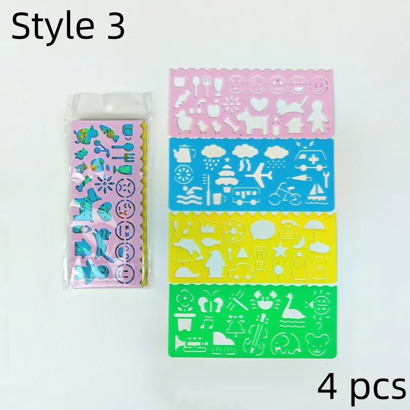 22/4/1PC Spirograph Ruler Drawing Scratch Painting Toys Interlocking Gears Wheels Painting Drawing Accessories Educational Toy Style3 4PCS