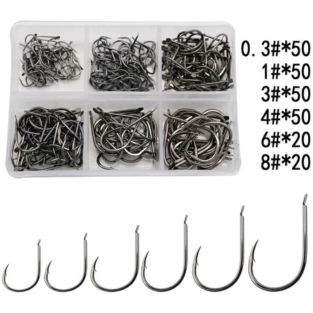 240pcs/box Barbed Fishing Hooks Carp Single Fishihook Set Fly Fishing Accessories Carbon Steel Jig Sea Hook 240pcs 1BOX