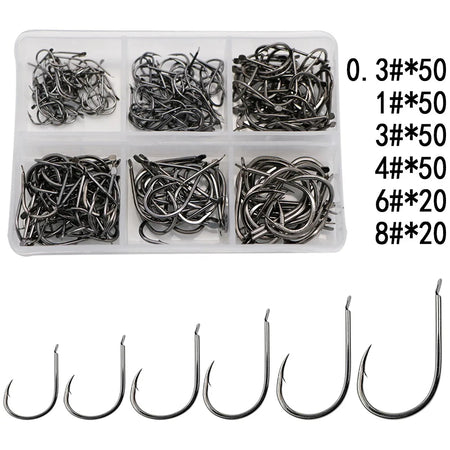 240pcs/box Barbed Fishing Hooks Carp Single Fishihook Set Fly Fishing Accessories Carbon Steel Jig Sea Hook