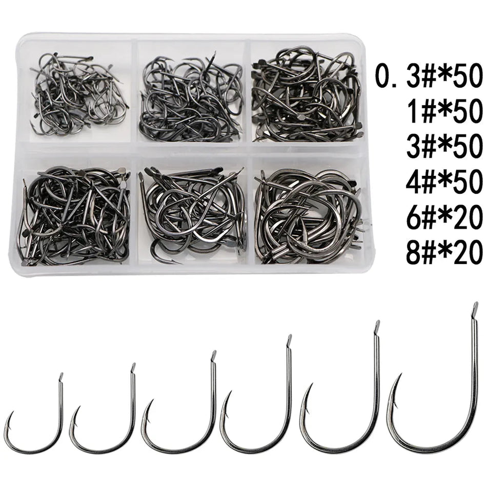 240pcs/box Barbed Fishing Hooks Carp Single Fishihook Set Fly Fishing Accessories Carbon Steel Jig Sea Hook