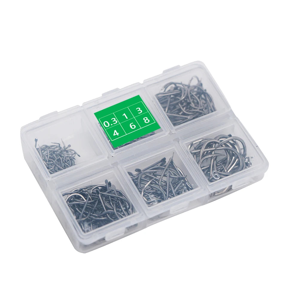 240pcs/box Barbed Fishing Hooks Carp Single Fishihook Set Fly Fishing Accessories Carbon Steel Jig Sea Hook