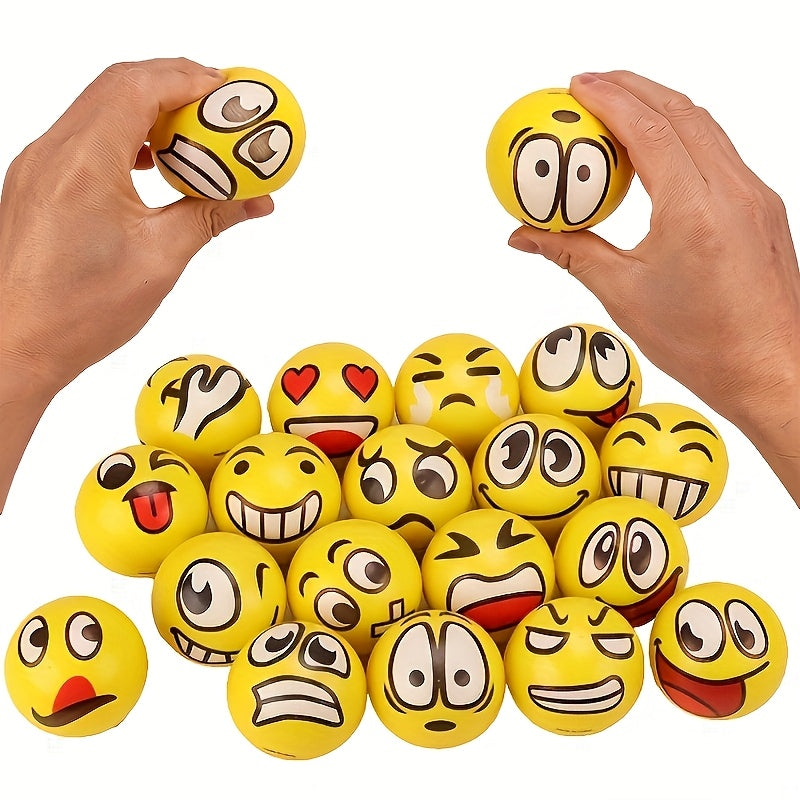 12pcs Random Style Face Stress Balls - Funny Emotions &amp; Relaxation Toys