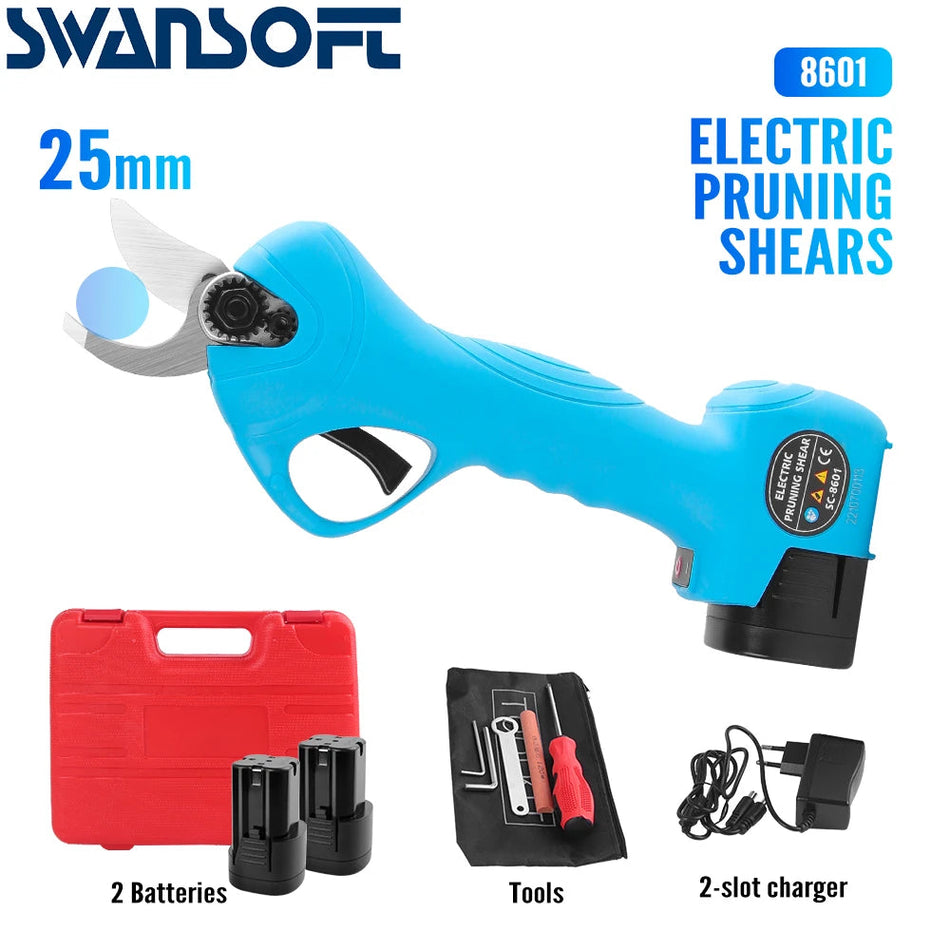 25MM Cordless Electric Pruning Shears 16.8V Garden Cutter Pruning Tools Branches Cutter Rechargeable Lithium Battery