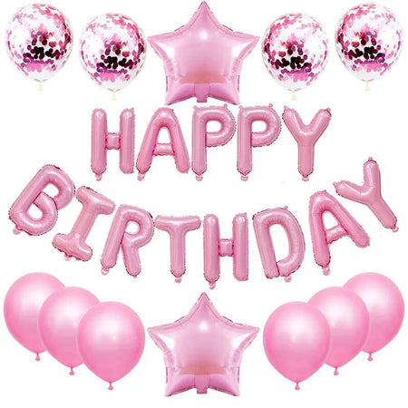 25pcs Happy Birthday Balloons Set - Foil Letter Balloon Garland Bunting Banners - Kids Birthday Party Babay Shower Decoration