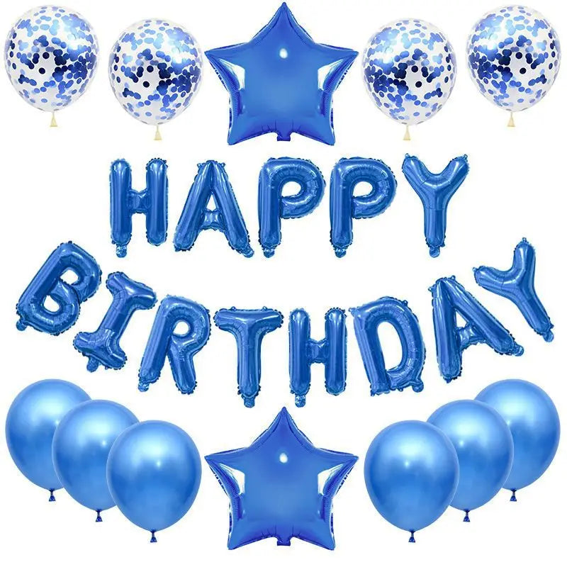 25pcs Happy Birthday Balloons Set - Foil Letter Balloon Garland Bunting Banners - Kids Birthday Party Babay Shower Decoration