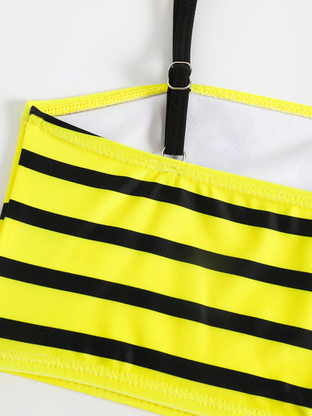 Little Bee Bow-Detail Striped Tankini for Young Girls
