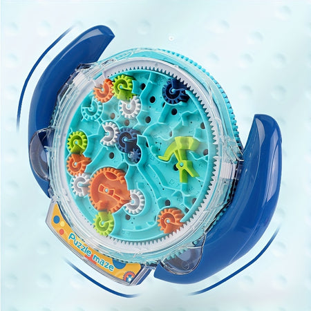 Kids 3D Gear Maze Disk Toy Tabletop Game Blue