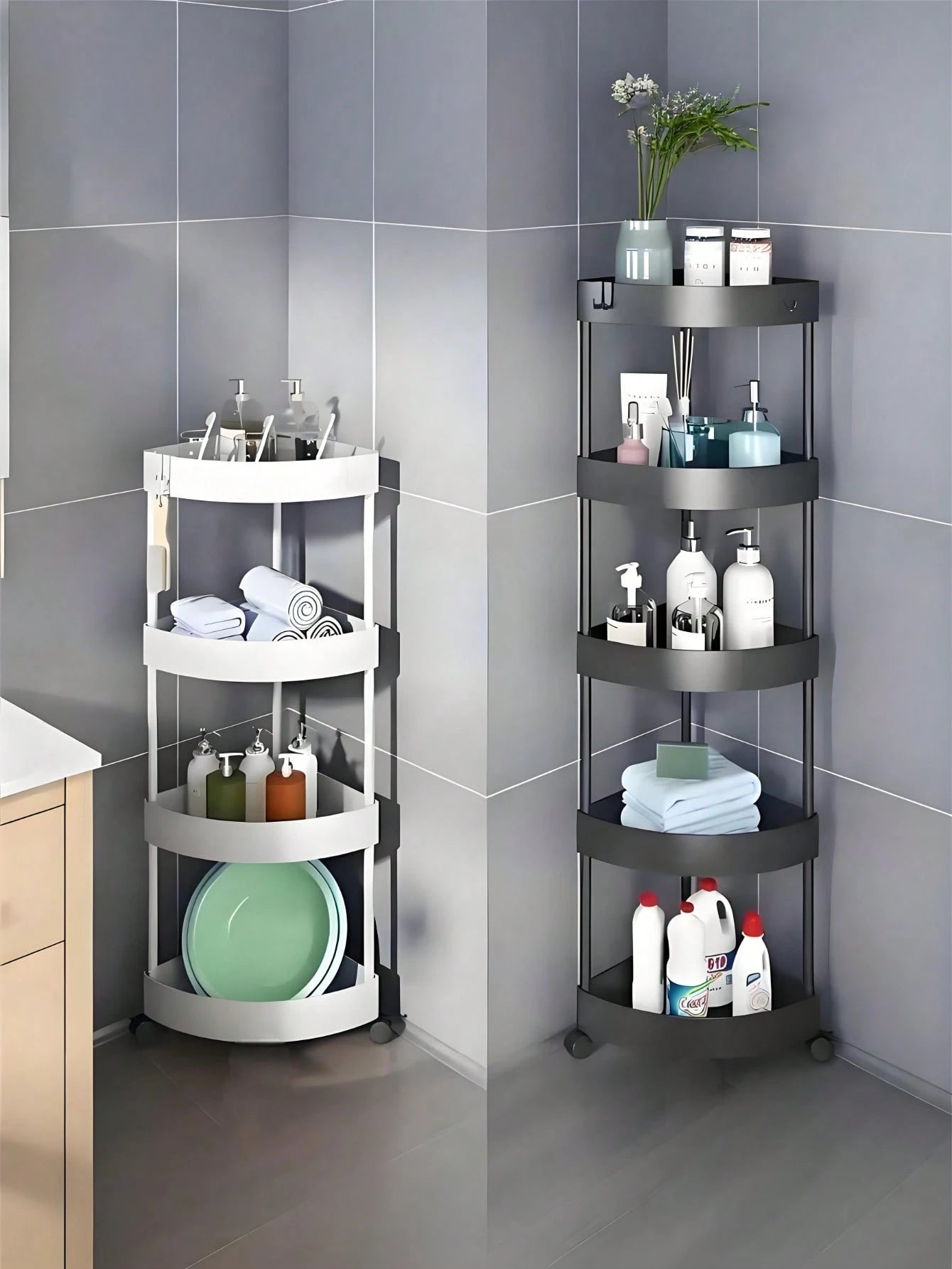 Multicolour Rolling Storage Cart - Space-Saving Organizer for Home &amp; Office