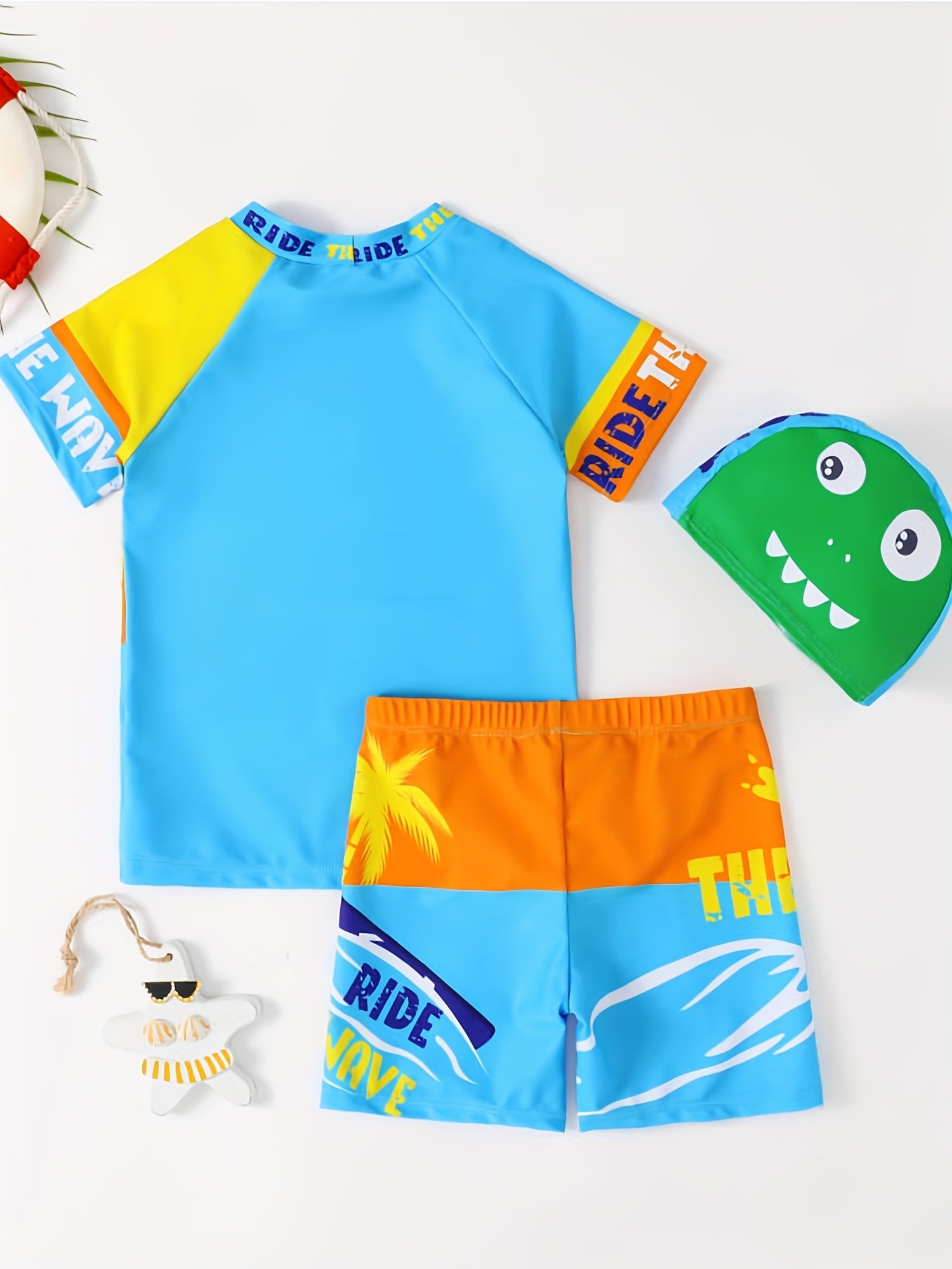 Boys' Dinosaur "Ride the Wave" Swim Set with Cap