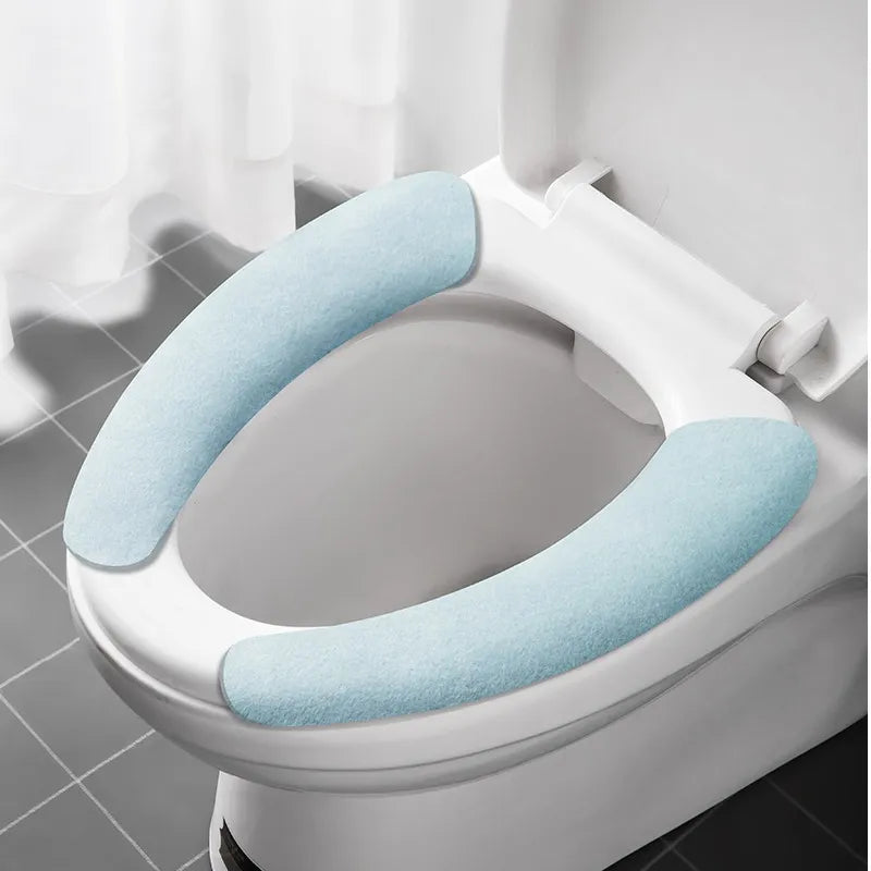 2Pc/set Reusable Warm Flannel Toilet Sticker Toilet Seat Covers Washable Toilet Seat Filling Bathroom Mat Seat Cover Universal