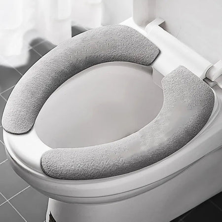 2Pc/set Reusable Warm Flannel Toilet Sticker Toilet Seat Covers Washable Toilet Seat Filling Bathroom Mat Seat Cover Universal enlarge-gery