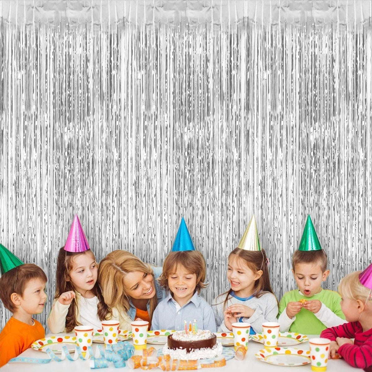 2Pcs 2m Tinsel Curtain Party Decoration Background