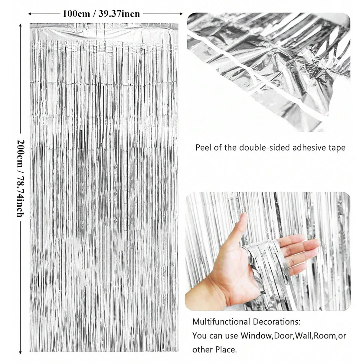 2Pcs 2m Tinsel Curtain Party Decoration Background