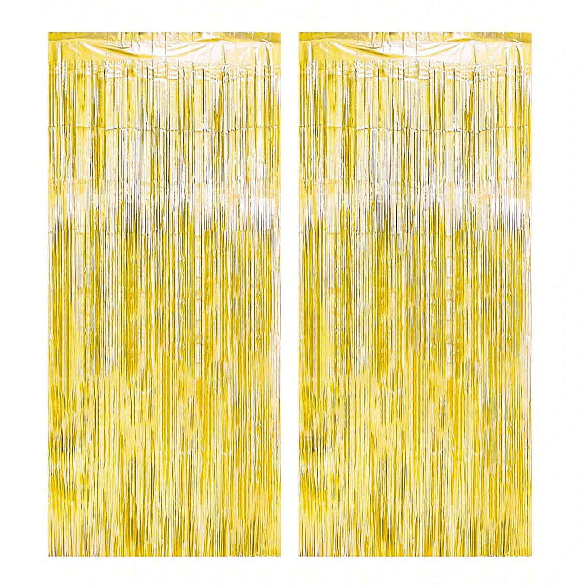 2Pcs 2m Tinsel Curtain Party Decoration Background Gold