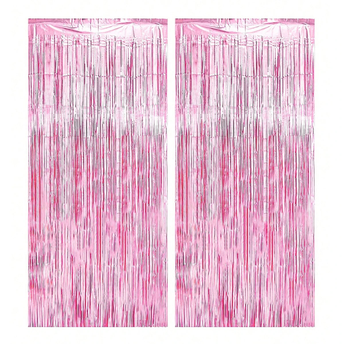2Pcs 2m Tinsel Curtain Party Decoration Background Light Pink