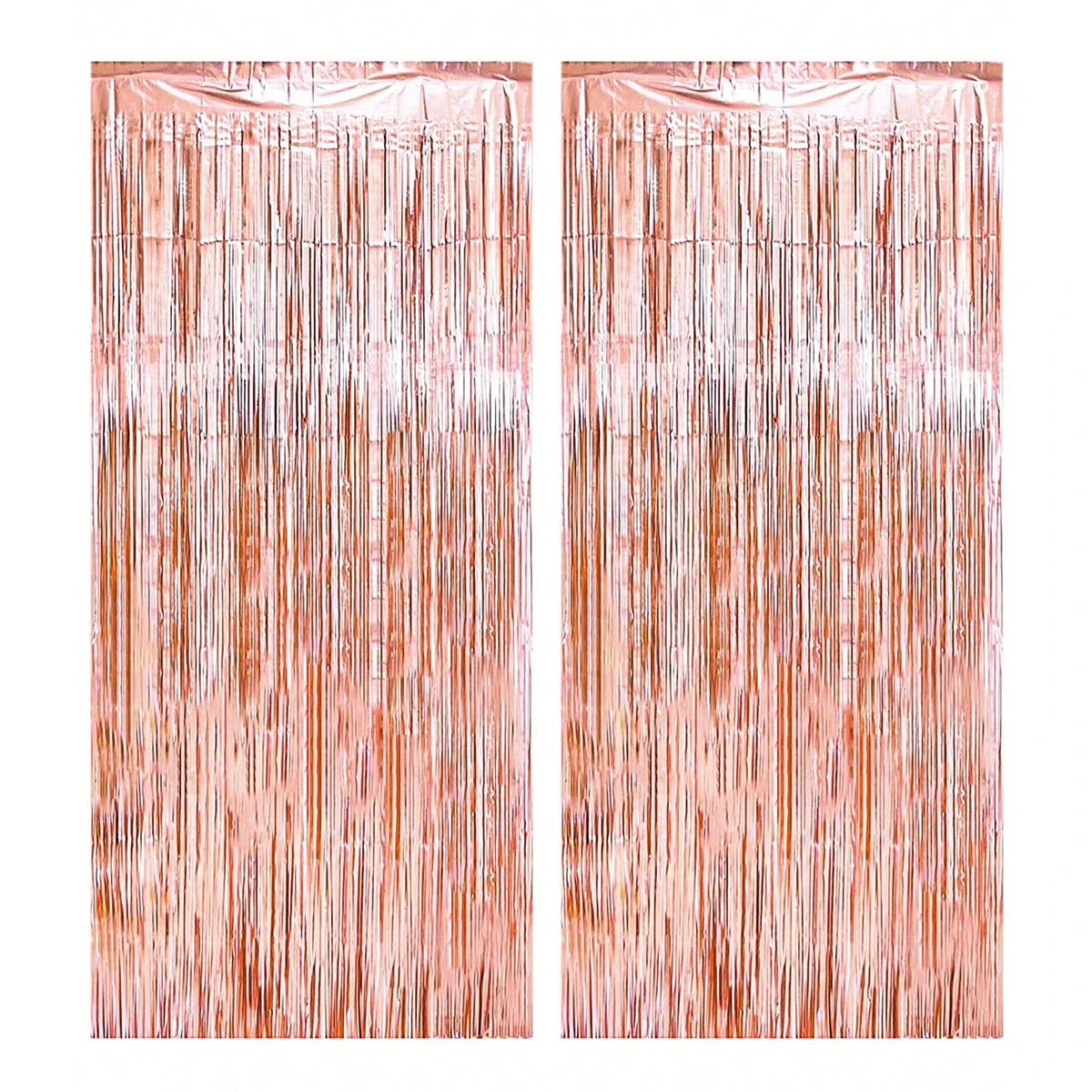 2Pcs 2m Tinsel Curtain Party Decoration Background Rose Gold