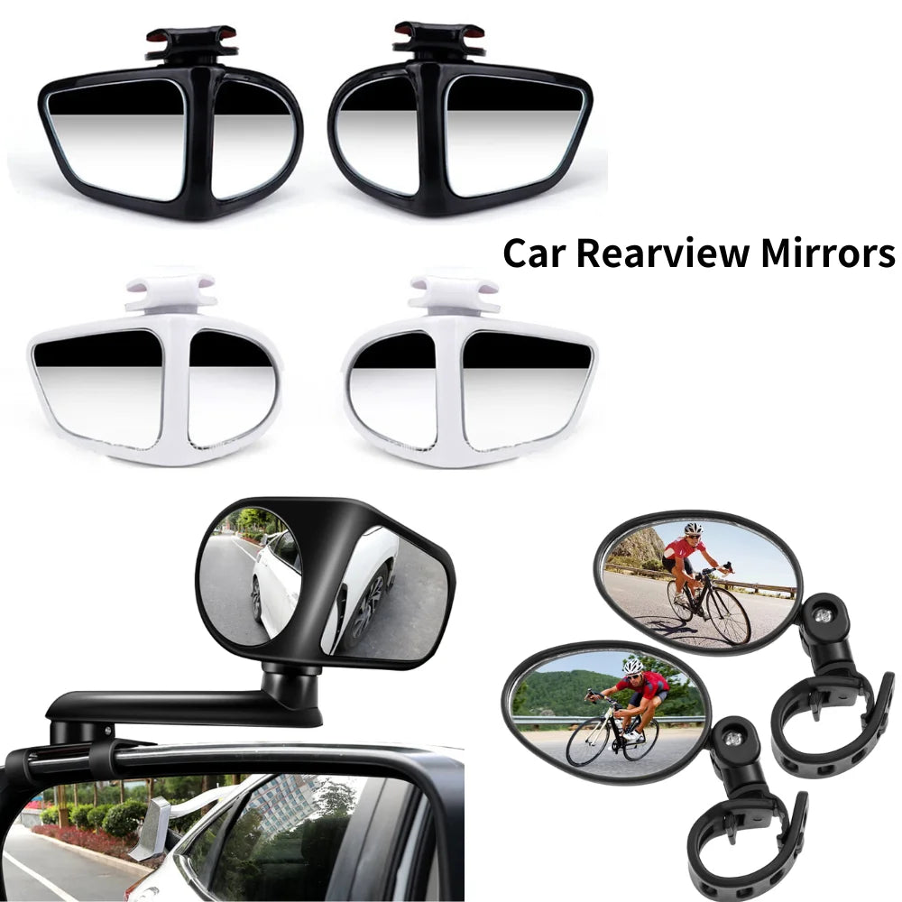 2Pcs Car Rearview Mirrors 360&amp;deg; Blind Spot Mirror Adjustable Rotatable Convex Wide-angle Clear Rearview Safety Mirror Accessories