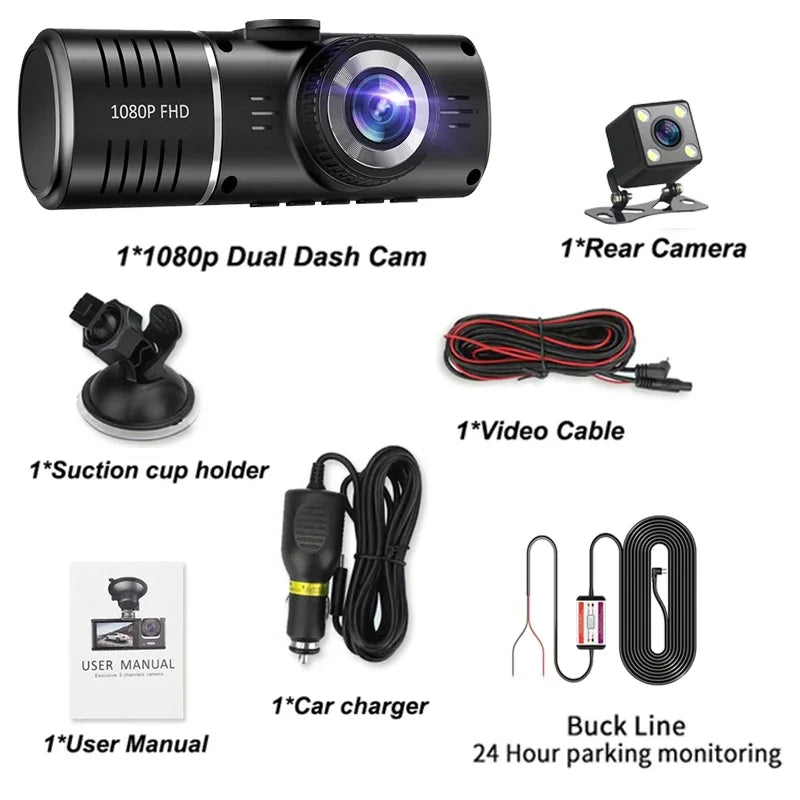 3 Channel Dash Cam Front Inside Rear Three Way Car Dash Camera 1080P HDR Lens With IR Night Car video recorder car accessories