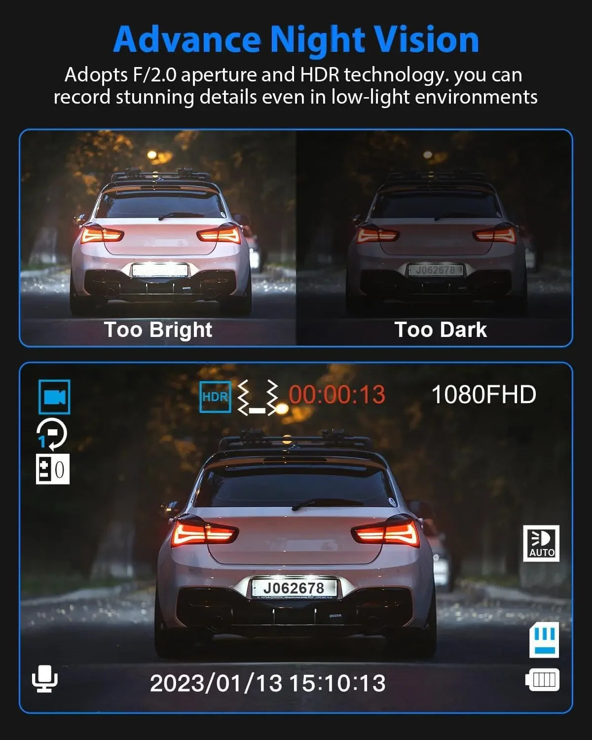 3 Channel Dash Cam Front Inside Rear Three Way Car Dash Camera 1080P HDR Lens With IR Night Car video recorder car accessories