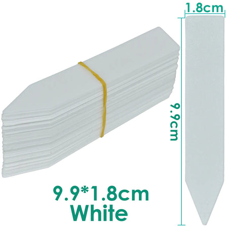 30-100pcs Garden Re-usable Plant Labels Waterproof T-type Sign Tags Plastic Markers Record Plate Flower Vegetables Potted Stakes White 9.9x1.8cm / 100pcs