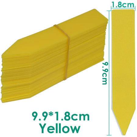 30-100pcs Garden Re-usable Plant Labels Waterproof T-type Sign Tags Plastic Markers Record Plate Flower Vegetables Potted Stakes Yellow 9.9x1.8cm / 100pcs
