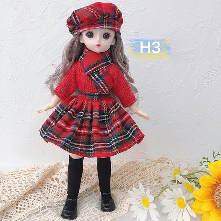 30 Cm 1/6 BJD Doll Winter Dress Set 23 Movable Joint Makeup Cute Girl Brown Eyes Doll with Fashionable New Skirt DIY Toy Gift H3 / doll and clothes / CHINA