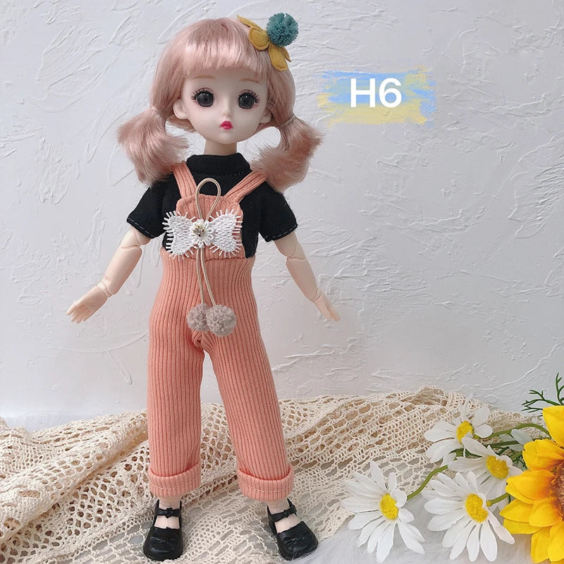 30 Cm 1/6 BJD Doll Winter Dress Set 23 Movable Joint Makeup Cute Girl Brown Eyes Doll with Fashionable New Skirt DIY Toy Gift H6 / doll and clothes / CHINA