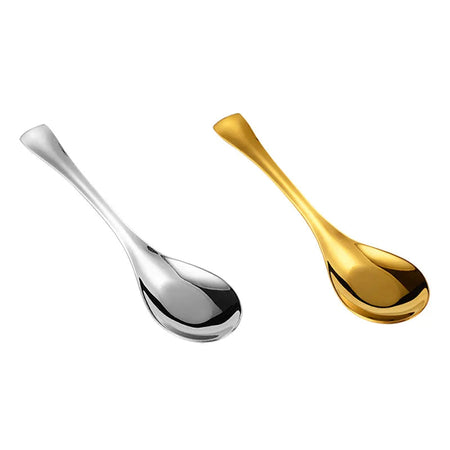 304 Stainless Steel Flat-bottomed Spoon for Home Soup Chinese Western Food Adult Spoon Round-bottomed Palace Spoon