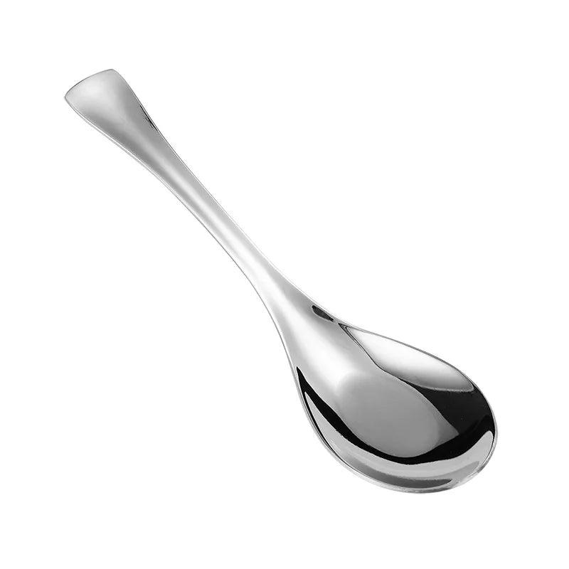 304 Stainless Steel Flat-bottomed Spoon for Home Soup Chinese Western Food Adult Spoon Round-bottomed Palace Spoon B
