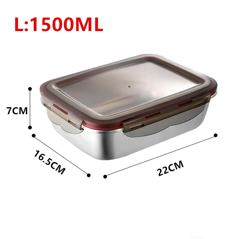 304 Stainless Steel Food Lunch Bento Box Sealed Leakproof Travel Storage Box Household Pickle Box Microwave Heating Lunchboxs 1500ml
