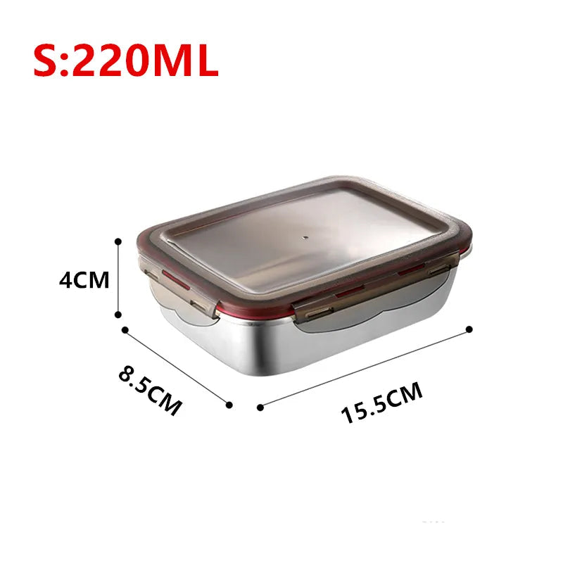 304 Stainless Steel Food Lunch Bento Box Sealed Leakproof Travel Storage Box Household Pickle Box Microwave Heating Lunchboxs 220ml