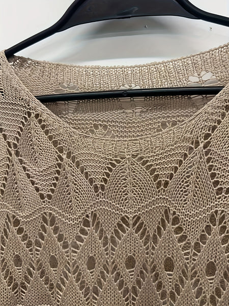 Semi-Sheer Lace Beach Cover-Up Dress with Side Slit and Cut-Out Details