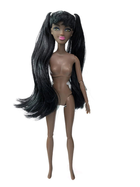 30cm Height Black Dolls Multi-jointed Black Skin African Dolls with Black Hair for Girls Diy Dress Up Toys Black Skin-B