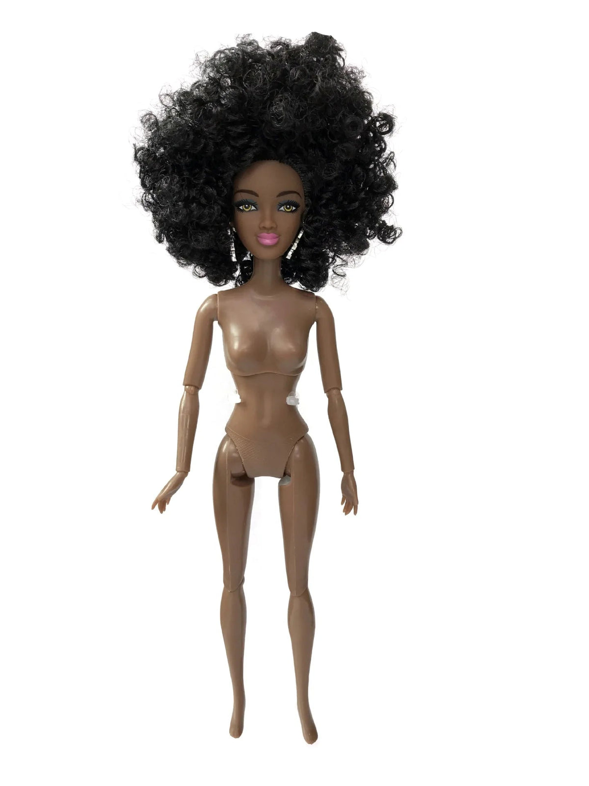 30cm Height Black Dolls Multi-jointed Black Skin African Dolls with Black Hair for Girls Diy Dress Up Toys Black Skin-C